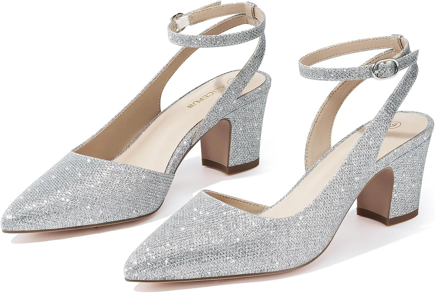 ALICEPUB Women's Closed Toe Heels Pumps Slingback Heels 2inch Chunky Block Heels Low Dress Shoes Comfortable Business Office Work Heels Wedding Shoes