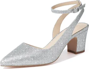 ALICEPUB Women's Closed Toe Heels Pumps Slingback Heels 2inch Chunky Block Heels Low Dress Shoes Comfortable Business Office Work Heels Wedding Shoes