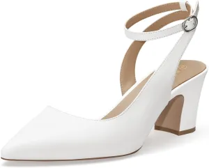 ALICEPUB Women's Closed Toe Heels Pumps Slingback Heels 2inch Chunky Block Heels Low Dress Shoes Comfortable Business Office Work Heels Wedding Shoes