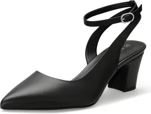 ALICEPUB Women's Closed Toe Heels Pumps Slingback Heels 2inch Chunky Block Heels Low Dress Shoes Comfortable Business Office Work Heels Wedding Shoes
