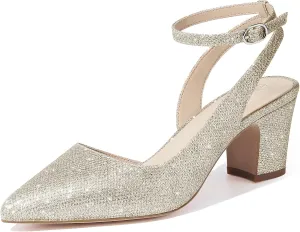 ALICEPUB Women's Closed Toe Heels Pumps Slingback Heels 2inch Chunky Block Heels Low Dress Shoes Comfortable Business Office Work Heels Wedding Shoes