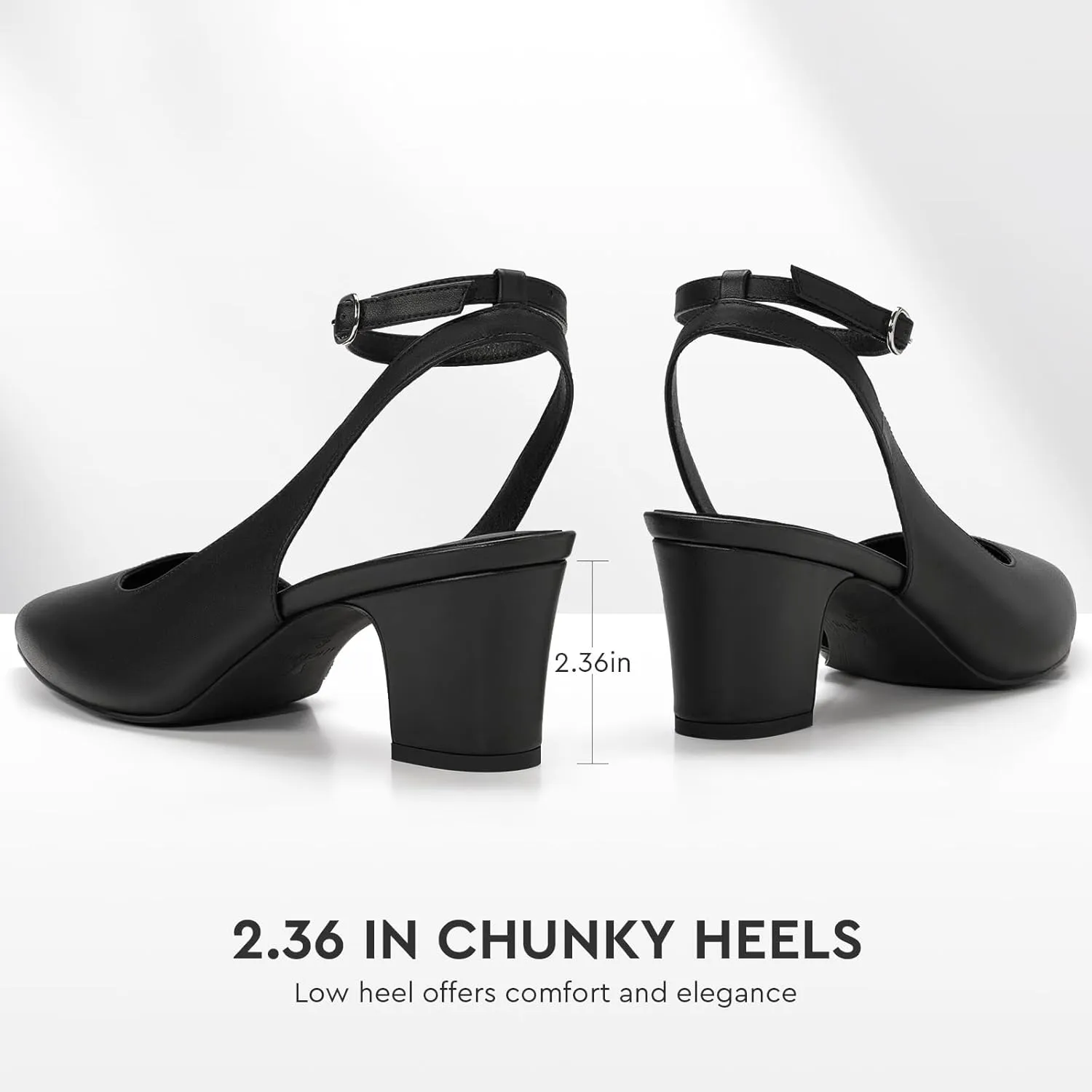 ALICEPUB Women's Closed Toe Heels Pumps Slingback Heels 2inch Chunky Block Heels Low Dress Shoes Comfortable Business Office Work Heels Wedding Shoes