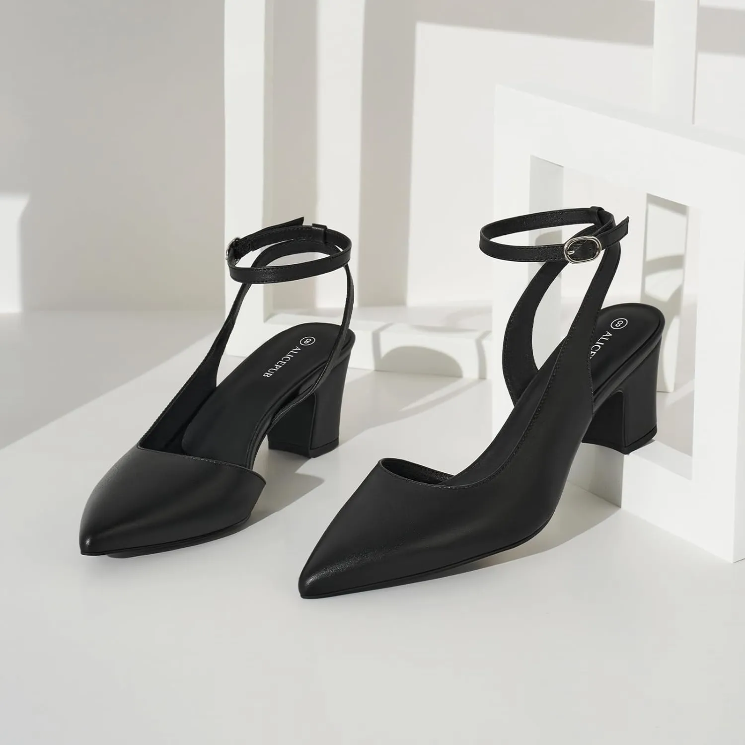ALICEPUB Women's Closed Toe Heels Pumps Slingback Heels 2inch Chunky Block Heels Low Dress Shoes Comfortable Business Office Work Heels Wedding Shoes
