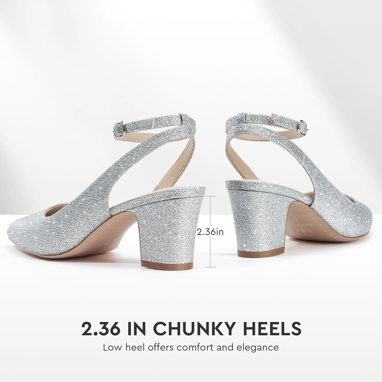 ALICEPUB Women's Closed Toe Heels Pumps Slingback Heels 2inch Chunky Block Heels Low Dress Shoes Comfortable Business Office Work Heels Wedding Shoes