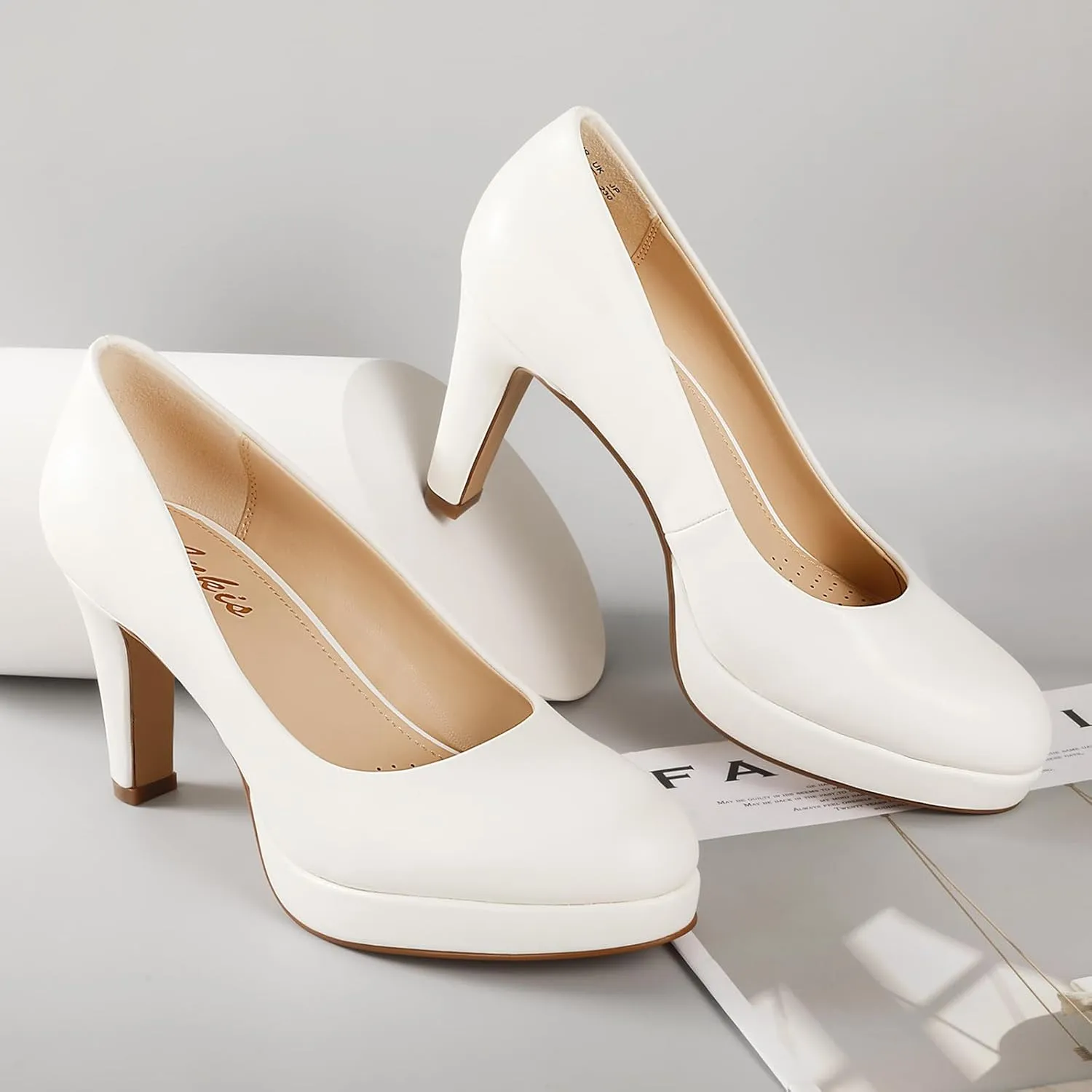 Ankis Women's Pumps - Womens Comfy Close Toe Heels - 3.15in Black Dress Shoes for Women - Comfortable Work Heels for Women - Black Heels, Nude Heels, White Heels,Gold Heels, Silver Heels for Women