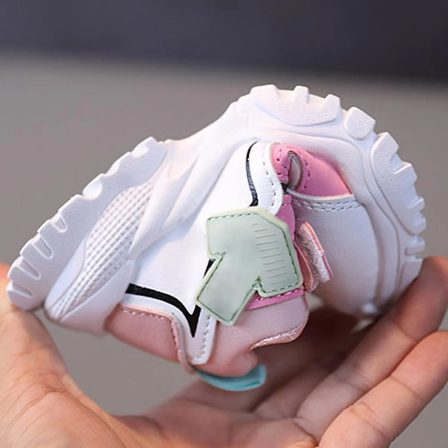 Baby Infant Chunky Sole Non Slip First Walking Sneaker Toddler Newborn Hook and Loops Mesh Breathable Ankle Sport Shoes