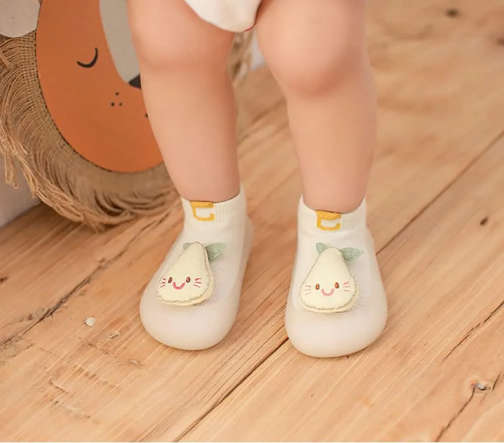 Baby Sock Shoes(0~36 months) Toddler Non-Slip Soft Bottom First Walking Shoes Breathable Lightwewight Cute Animal Rubber Sole Shoes Floor Slippers for Boys Girls