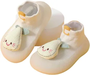 Baby Sock Shoes(0~36 months) Toddler Non-Slip Soft Bottom First Walking Shoes Breathable Lightwewight Cute Animal Rubber Sole Shoes Floor Slippers for Boys Girls