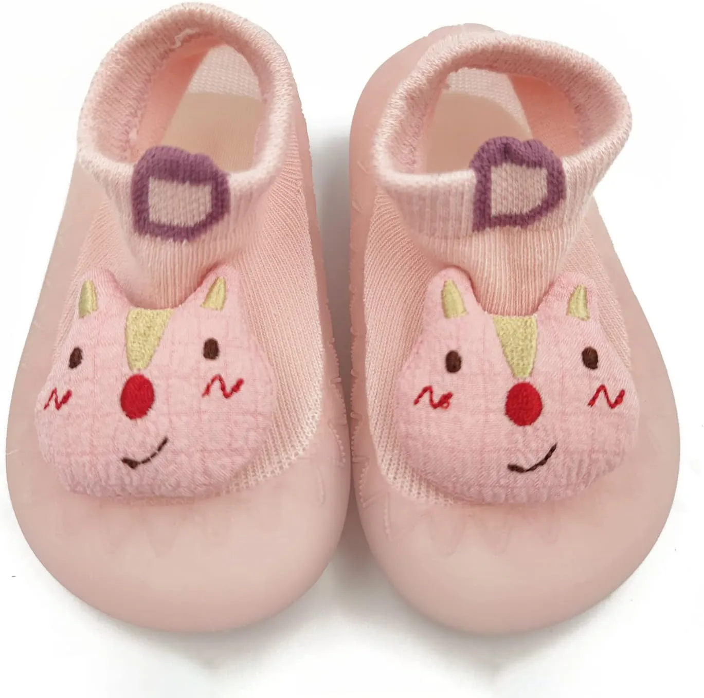 Baby Sock Shoes(0~36 months) Toddler Non-Slip Soft Bottom First Walking Shoes Breathable Lightwewight Cute Animal Rubber Sole Shoes Floor Slippers for Boys Girls