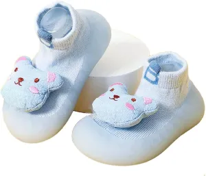 Baby Sock Shoes(0~36 months) Toddler Non-Slip Soft Bottom First Walking Shoes Breathable Lightwewight Cute Animal Rubber Sole Shoes Floor Slippers for Boys Girls
