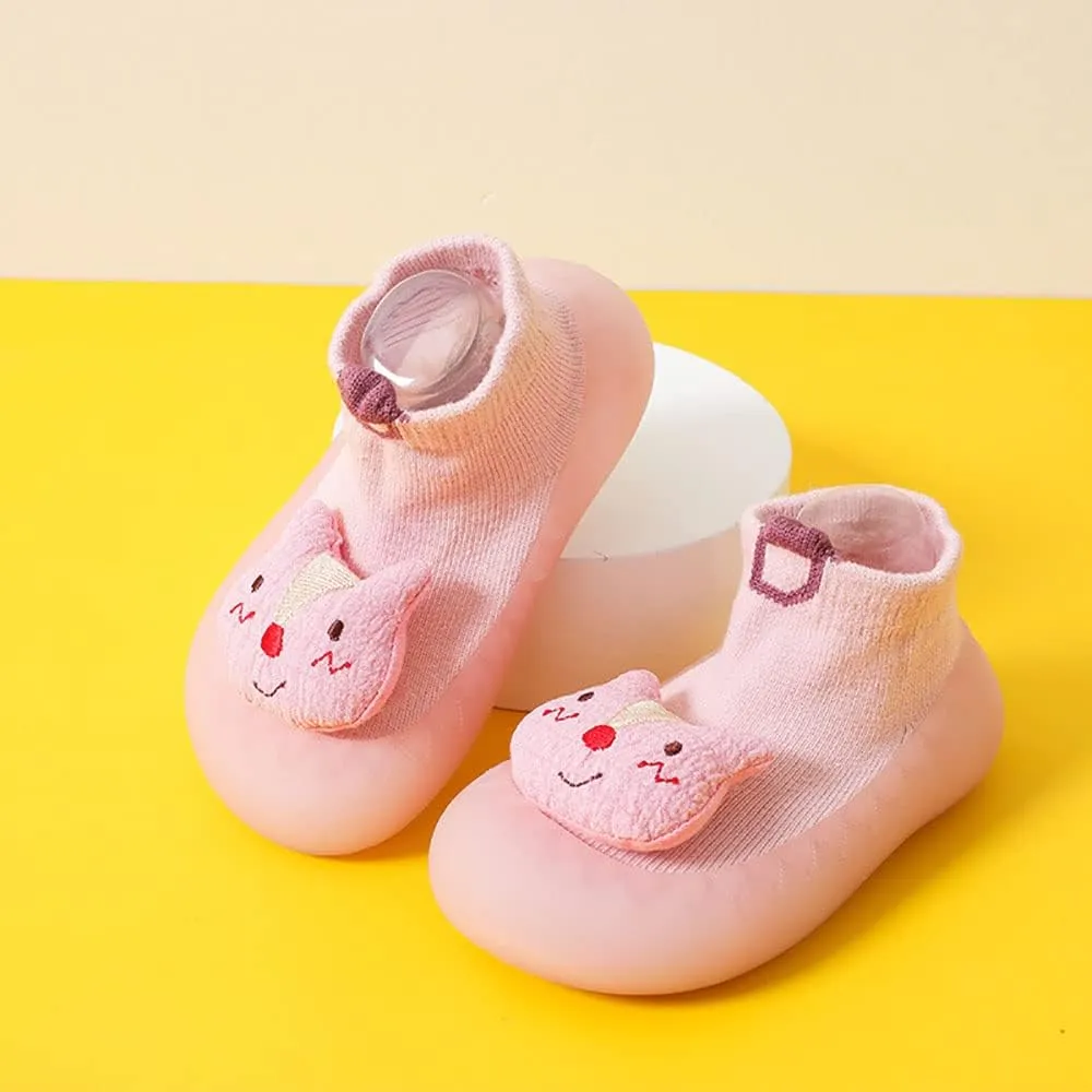 Baby Sock Shoes(0~36 months) Toddler Non-Slip Soft Bottom First Walking Shoes Breathable Lightwewight Cute Animal Rubber Sole Shoes Floor Slippers for Boys Girls