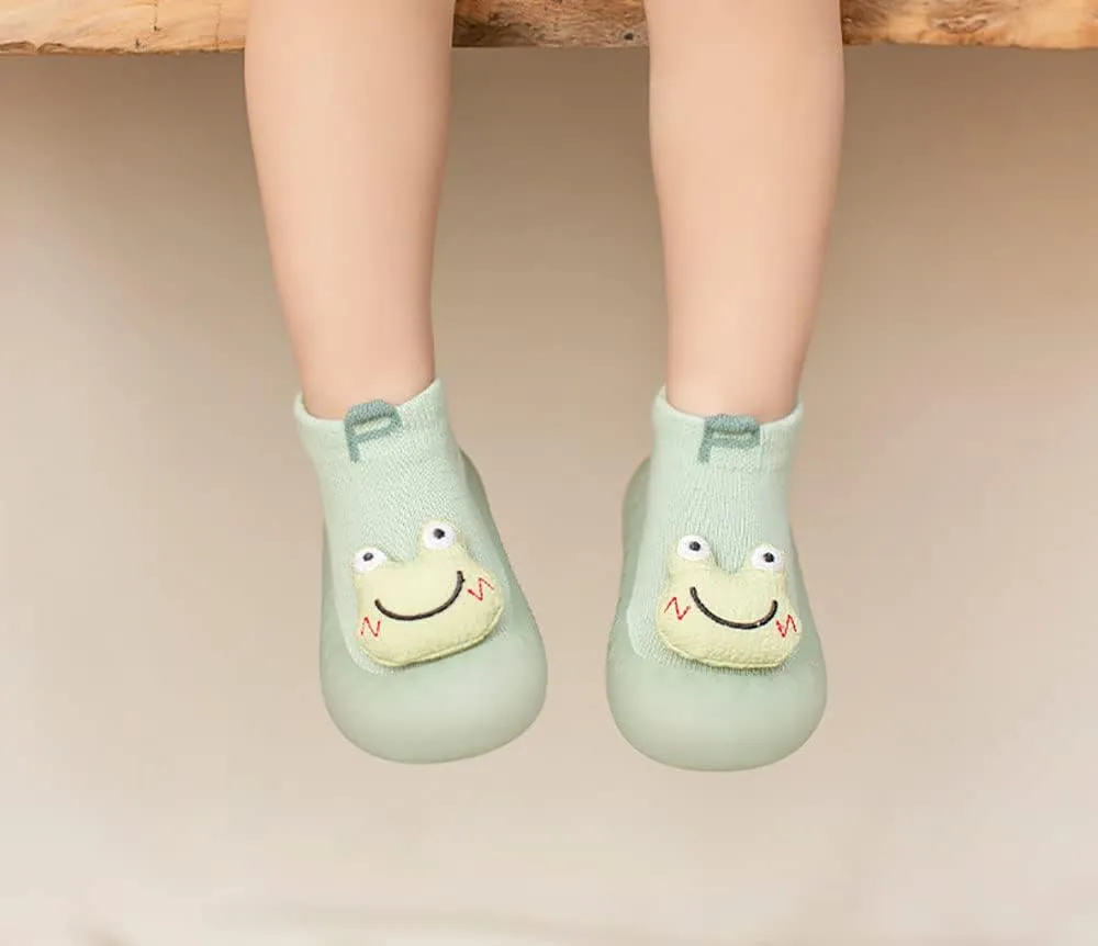Baby Sock Shoes(0~36 months) Toddler Non-Slip Soft Bottom First Walking Shoes Breathable Lightwewight Cute Animal Rubber Sole Shoes Floor Slippers for Boys Girls