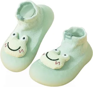 Baby Sock Shoes(0~36 months) Toddler Non-Slip Soft Bottom First Walking Shoes Breathable Lightwewight Cute Animal Rubber Sole Shoes Floor Slippers for Boys Girls