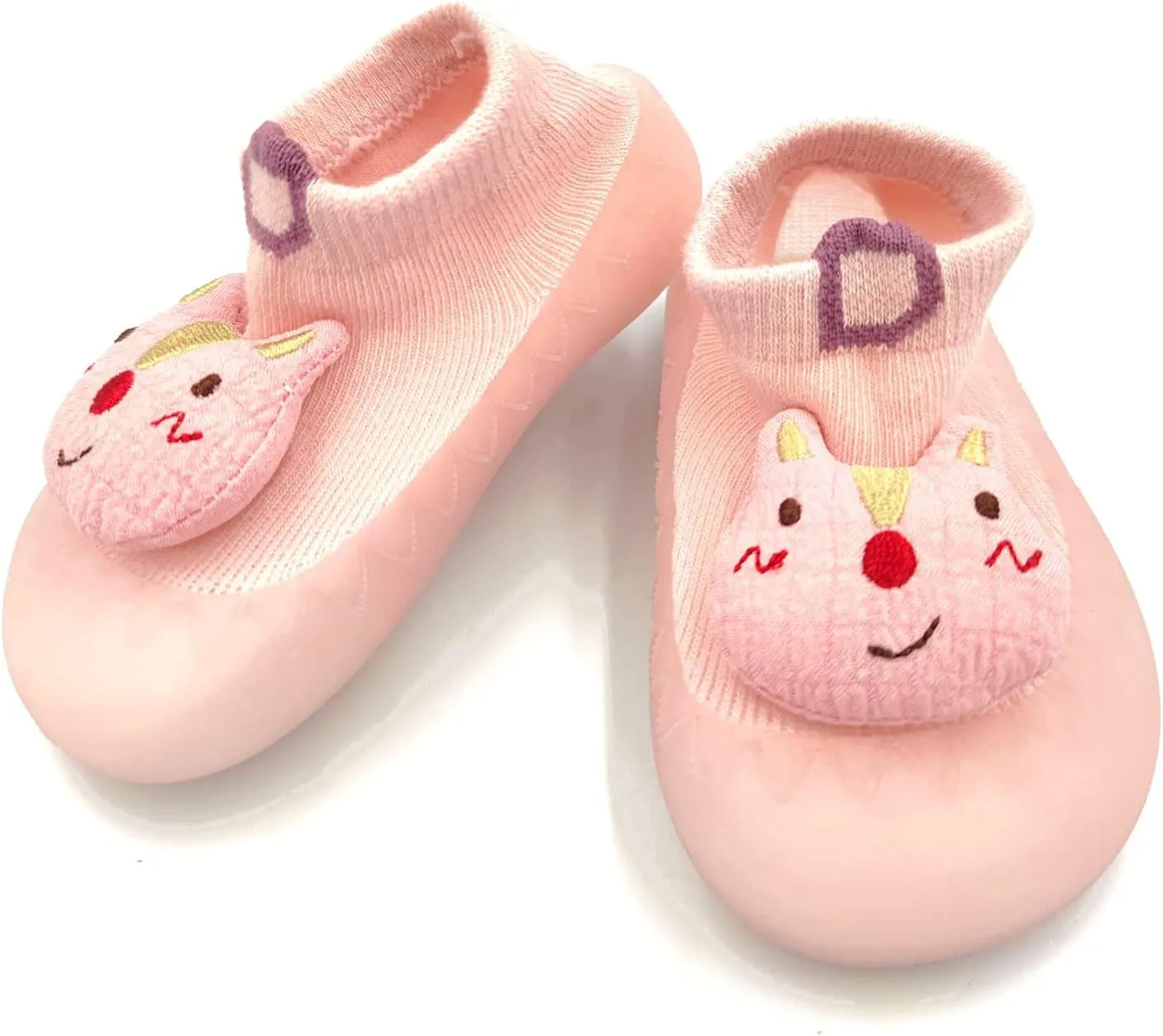 Baby Sock Shoes(0~36 months) Toddler Non-Slip Soft Bottom First Walking Shoes Breathable Lightwewight Cute Animal Rubber Sole Shoes Floor Slippers for Boys Girls