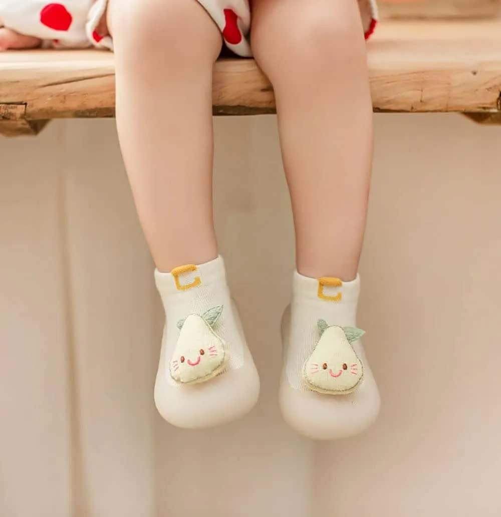 Baby Sock Shoes(0~36 months) Toddler Non-Slip Soft Bottom First Walking Shoes Breathable Lightwewight Cute Animal Rubber Sole Shoes Floor Slippers for Boys Girls