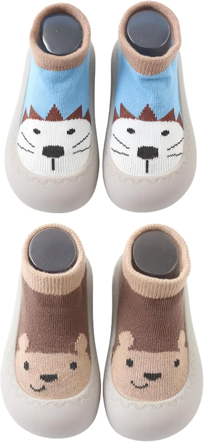 Baby Toddler Non-skid Sock Shoes Non Slip Floor Slipper for Boys Girls First Walking 2 Pairs