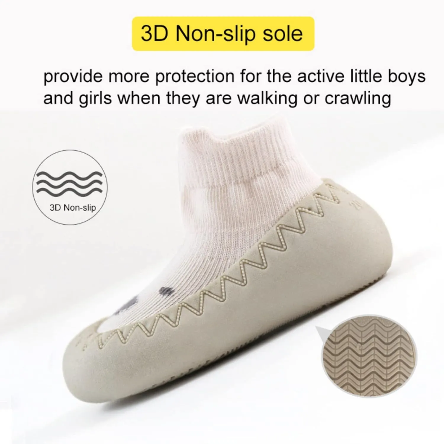 Baby Toddler Non-skid Sock Shoes Non Slip Floor Slipper for Boys Girls First Walking 2 Pairs
