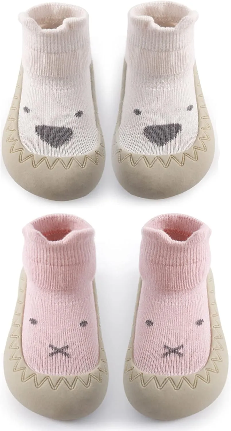 Baby Toddler Non-skid Sock Shoes Non Slip Floor Slipper for Boys Girls First Walking 2 Pairs