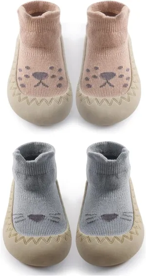 Baby Toddler Non-skid Sock Shoes Non Slip Floor Slipper for Boys Girls First Walking 2 Pairs