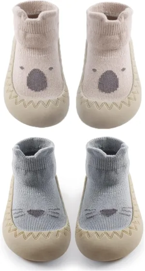Baby Toddler Non-skid Sock Shoes Non Slip Floor Slipper for Boys Girls First Walking 2 Pairs