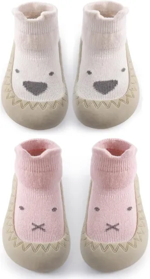 Baby Toddler Non-skid Sock Shoes Non Slip Floor Slipper for Boys Girls First Walking 2 Pairs