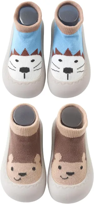 Baby Toddler Non-skid Sock Shoes Non Slip Floor Slipper for Boys Girls First Walking 2 Pairs