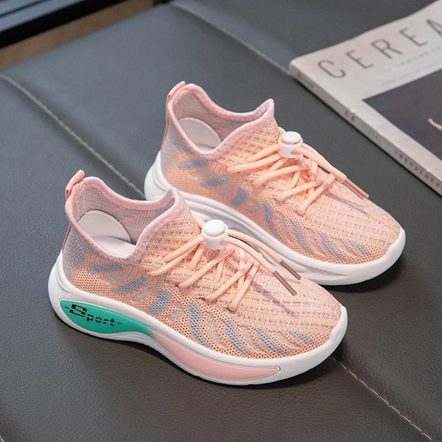 Boys Kids Mesh Running Sport Shoes Lace-Up Non Slip Sneaker Childrens Breathable Non Slip Soft Casual Shoes Athletic