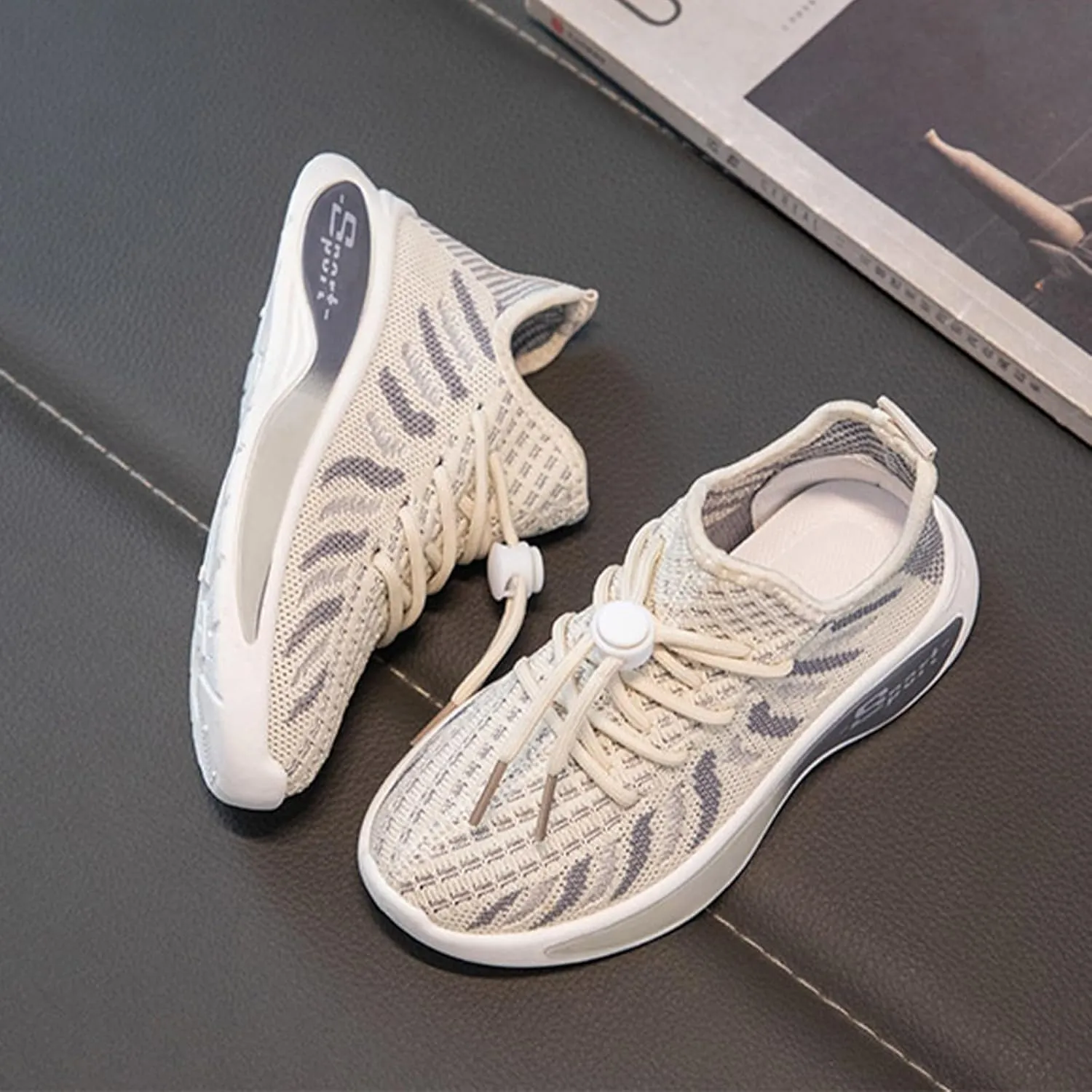 Boys Kids Mesh Running Sport Shoes Lace-Up Non Slip Sneaker Childrens Breathable Non Slip Soft Casual Shoes Athletic
