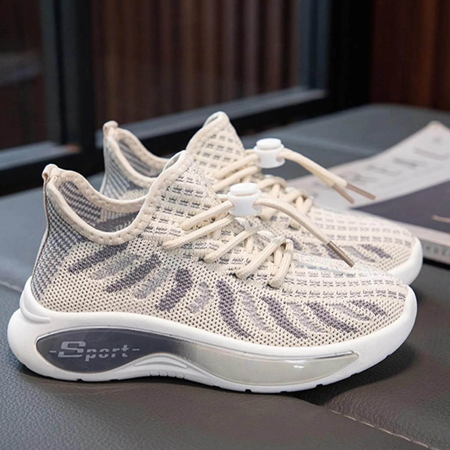 Boys Kids Mesh Running Sport Shoes Lace-Up Non Slip Sneaker Childrens Breathable Non Slip Soft Casual Shoes Athletic