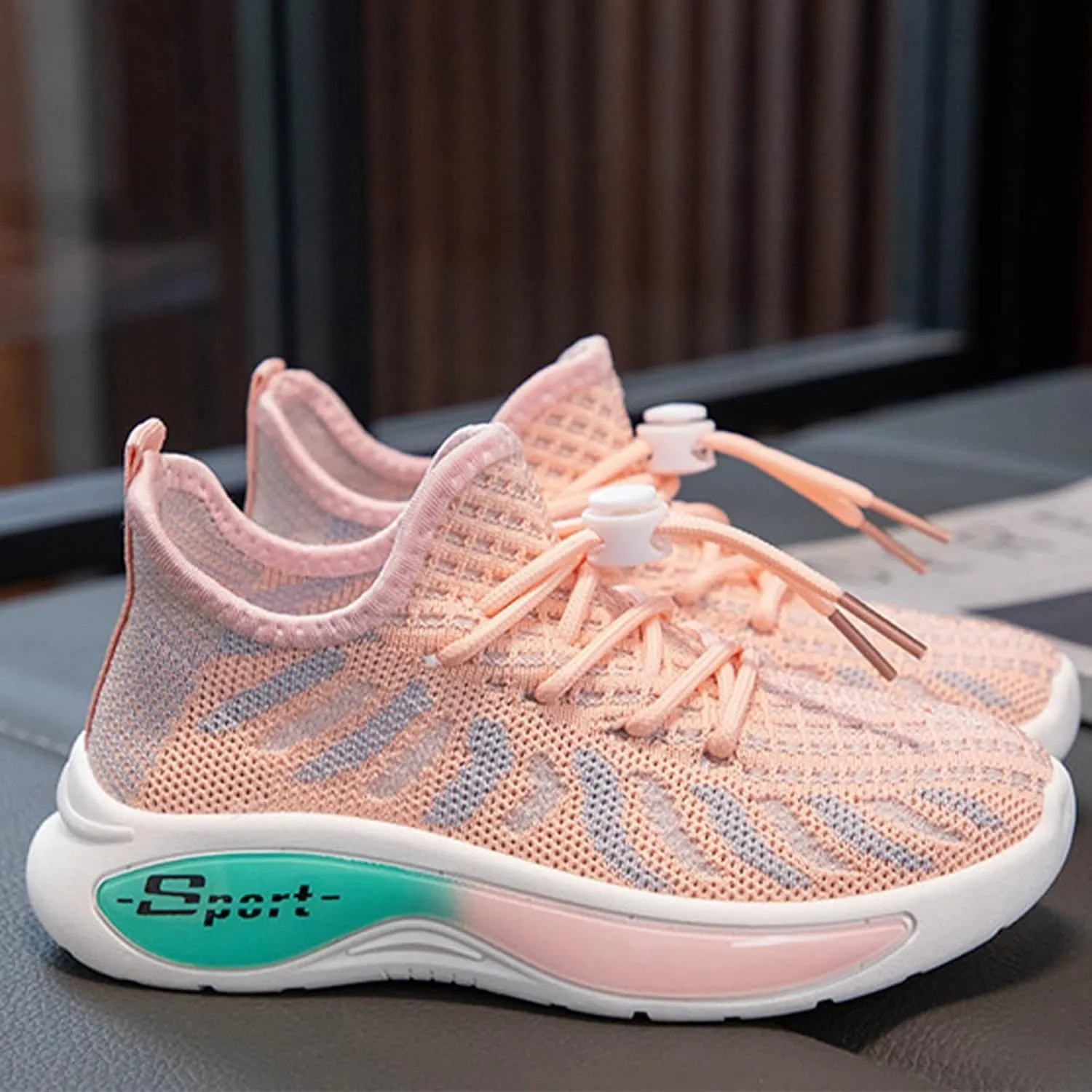 Boys Kids Mesh Running Sport Shoes Lace-Up Non Slip Sneaker Childrens Breathable Non Slip Soft Casual Shoes Athletic