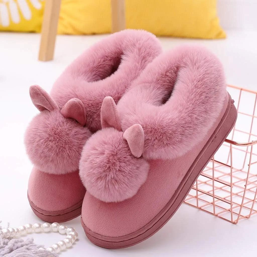 Bunny Slippers for Women Men Cute Rabbit Ear Warm Plush Animal Comfort Bunny Slipper Suitable for Indoor Home Slippers