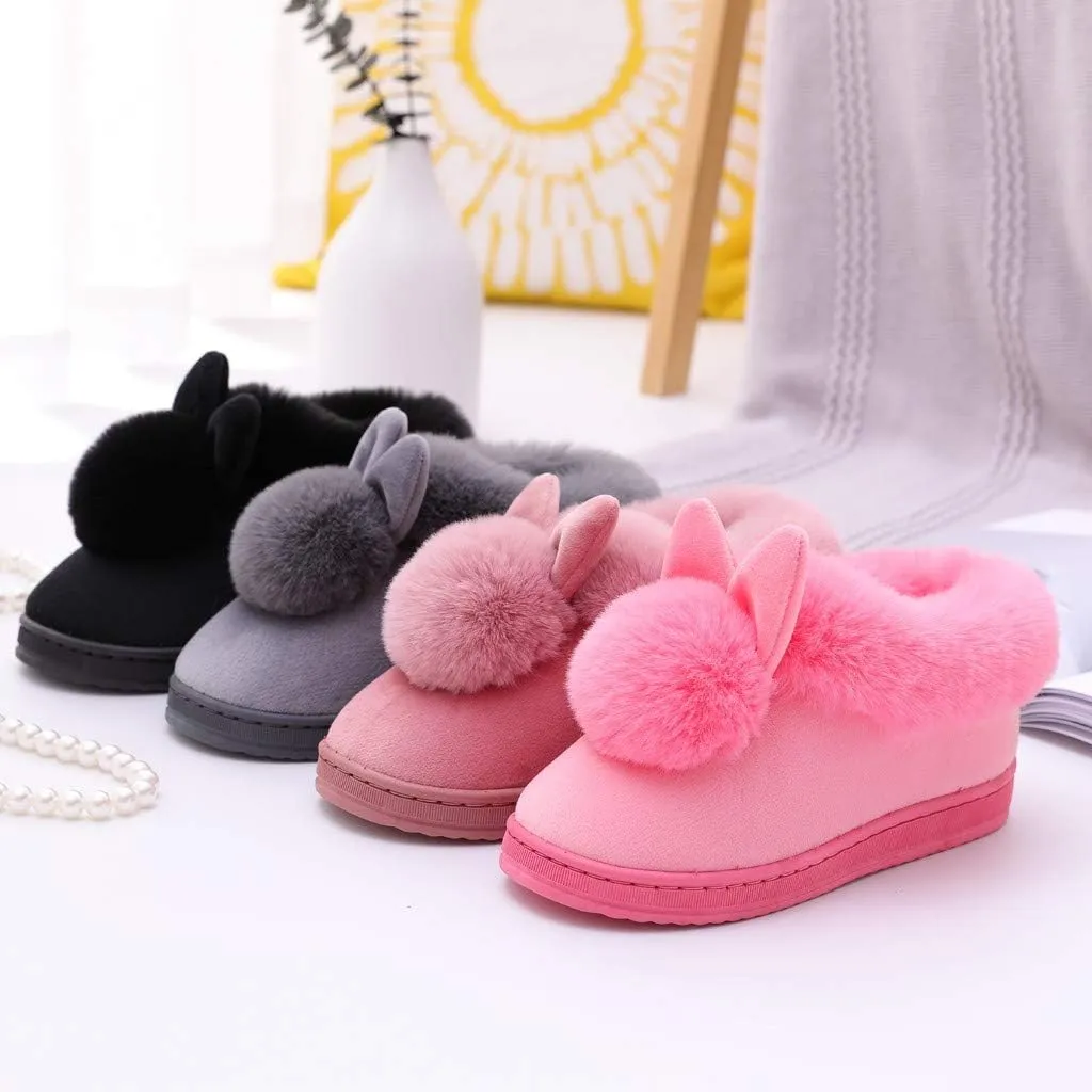 Bunny Slippers for Women Men Cute Rabbit Ear Warm Plush Animal Comfort Bunny Slipper Suitable for Indoor Home Slippers