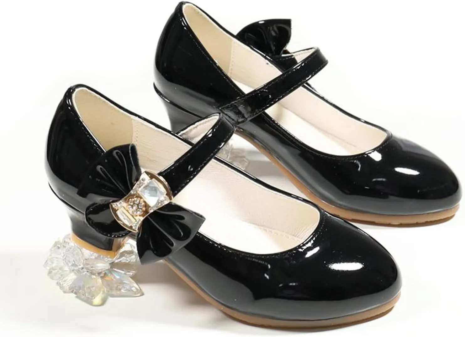 Children Girl Mary Jane Flats Indoor Party Dance Sandals Bowknot Princess Dress Mary Janes PU Leather Heeled Moccasins