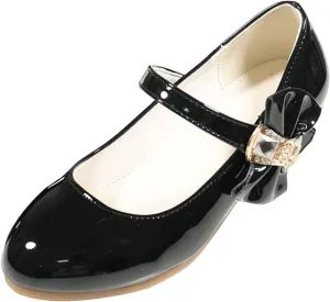Children Girl Mary Jane Flats Indoor Party Dance Sandals Bowknot Princess Dress Mary Janes PU Leather Heeled Moccasins