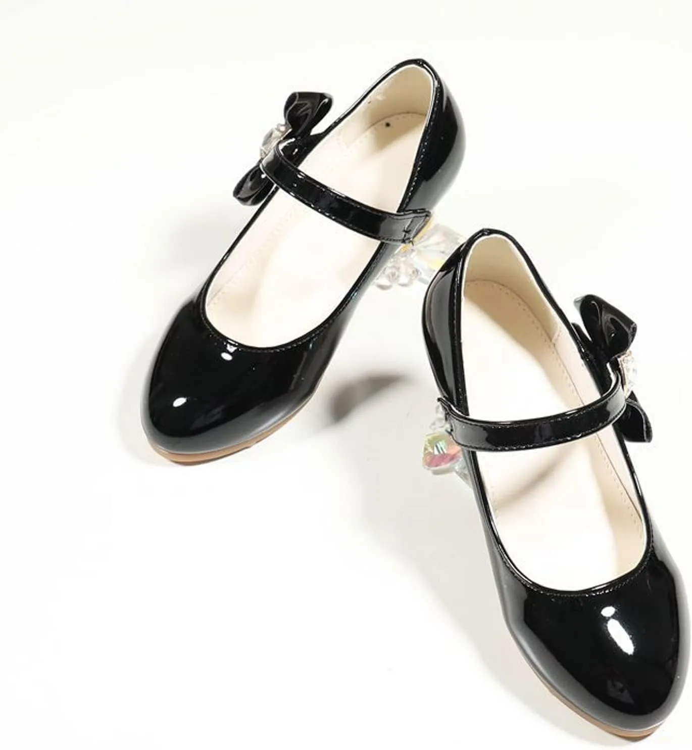 Children Girl Mary Jane Flats Indoor Party Dance Sandals Bowknot Princess Dress Mary Janes PU Leather Heeled Moccasins