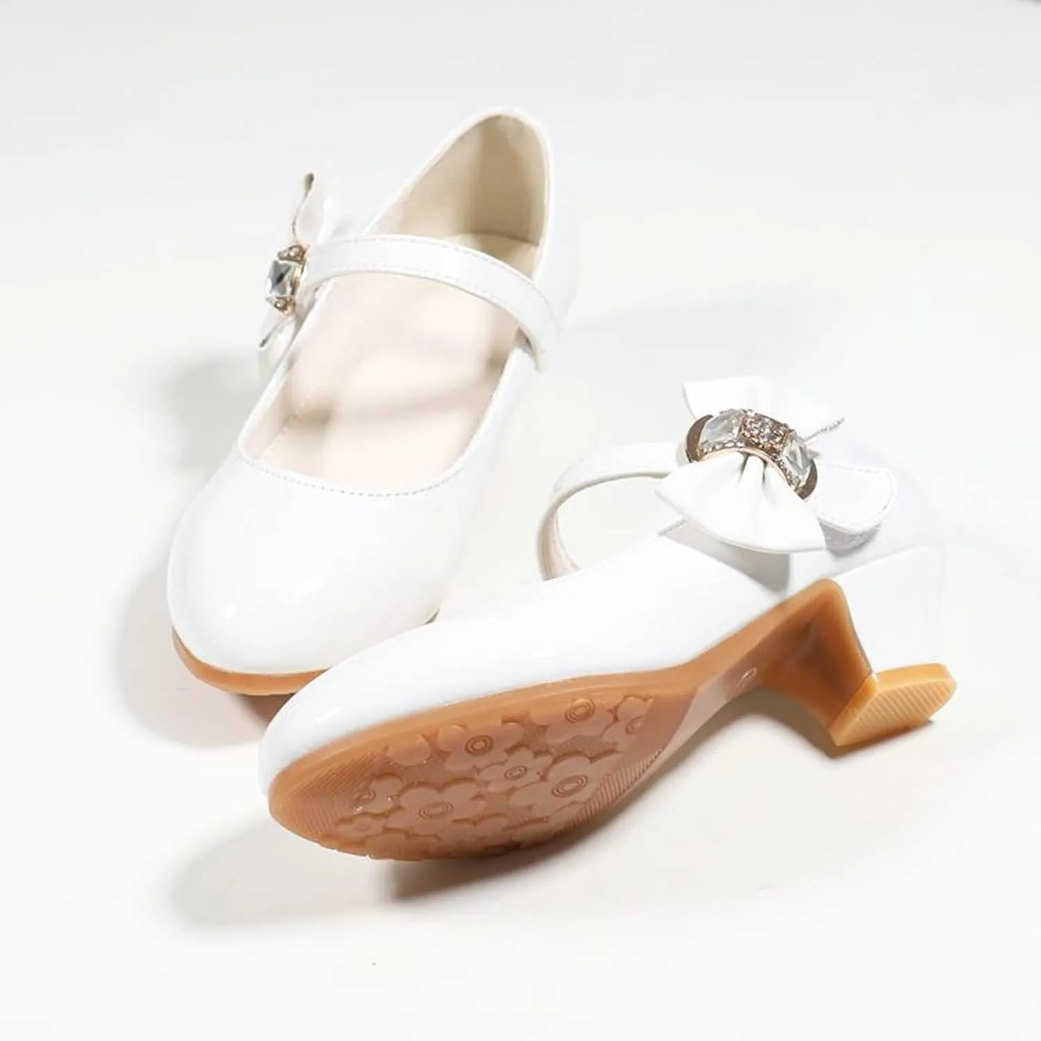 Children Girl Mary Jane Flats Indoor Party Dance Sandals Bowknot Princess Dress Mary Janes PU Leather Heeled Moccasins