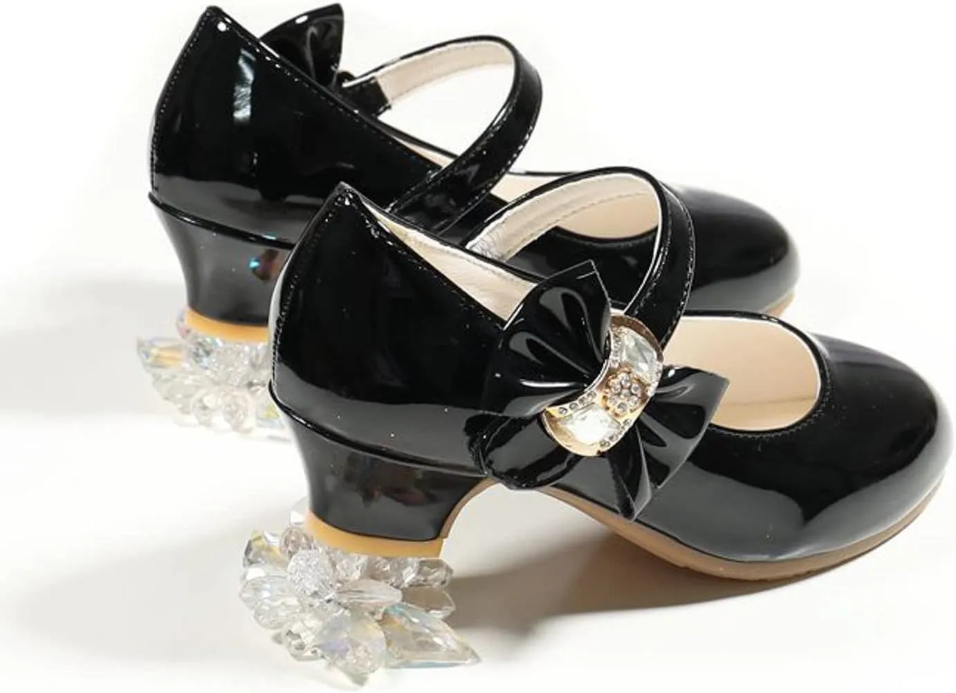 Children Girl Mary Jane Flats Indoor Party Dance Sandals Bowknot Princess Dress Mary Janes PU Leather Heeled Moccasins
