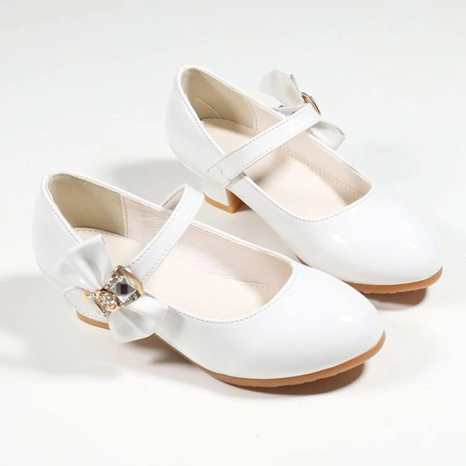 Children Girl Mary Jane Flats Indoor Party Dance Sandals Bowknot Princess Dress Mary Janes PU Leather Heeled Moccasins