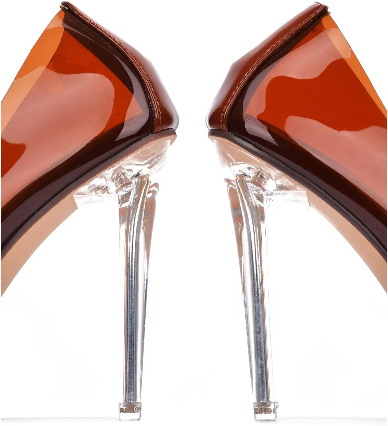 Clear Pointed Toe Heels for Women- Pointy Heels for Women with Transparent Upper, 3.75 inch Lucite Heel & Genuine Leather Insole- Classy Clear Pumps (Glass Doll.A)