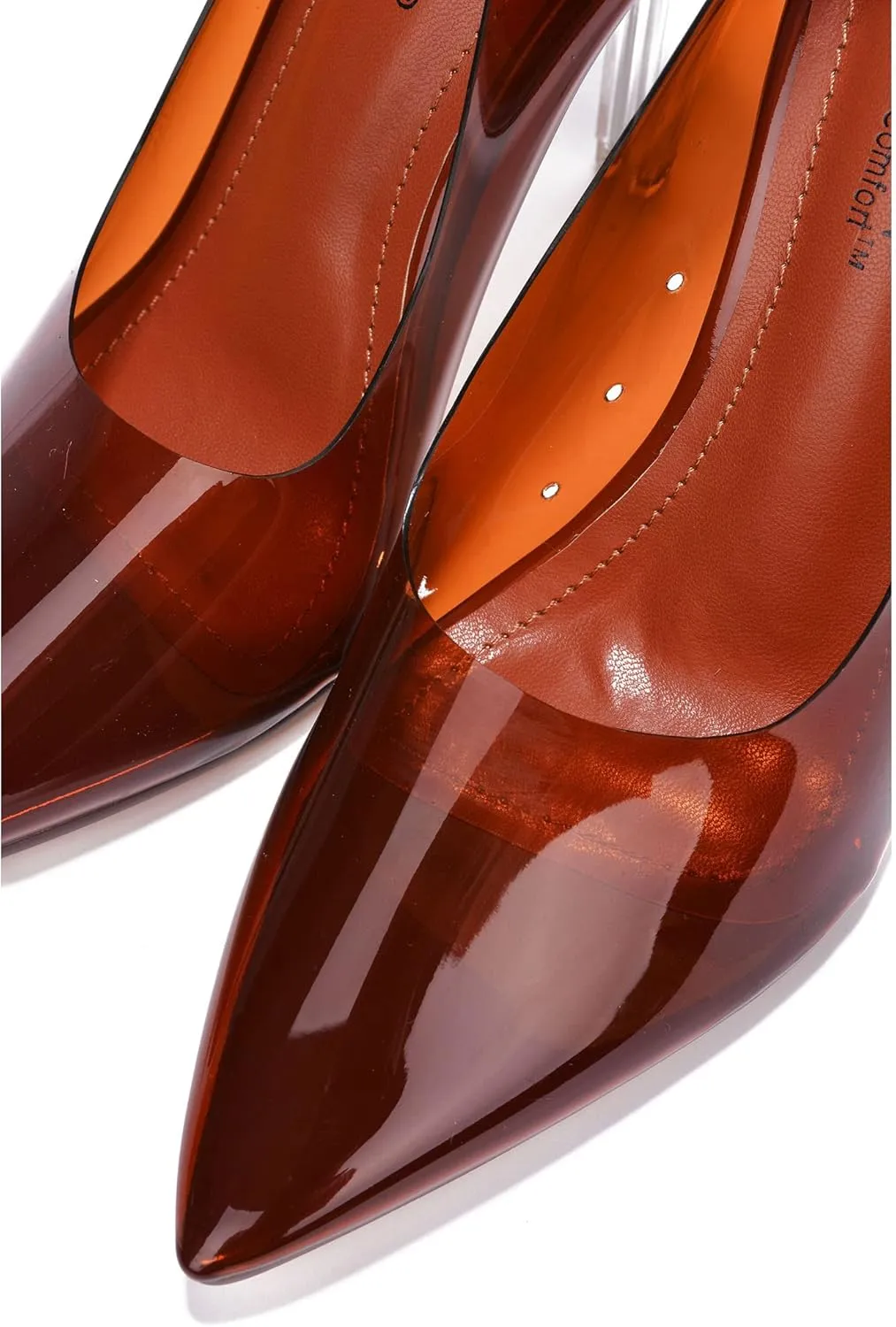 Clear Pointed Toe Heels for Women- Pointy Heels for Women with Transparent Upper, 3.75 inch Lucite Heel & Genuine Leather Insole- Classy Clear Pumps (Glass Doll.A)
