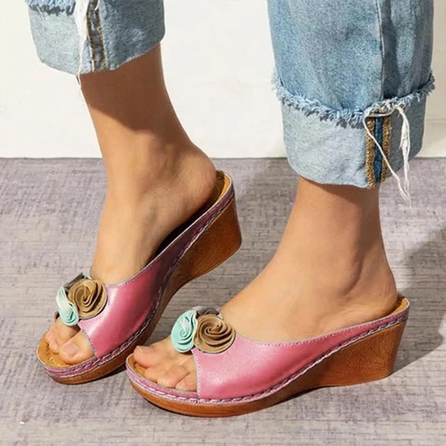 Comfortable Slip On Shoes for Women 3D Graphic Florals Fashion Sandals Trendy Cute Preppy Y2k Boho Beach Sandal