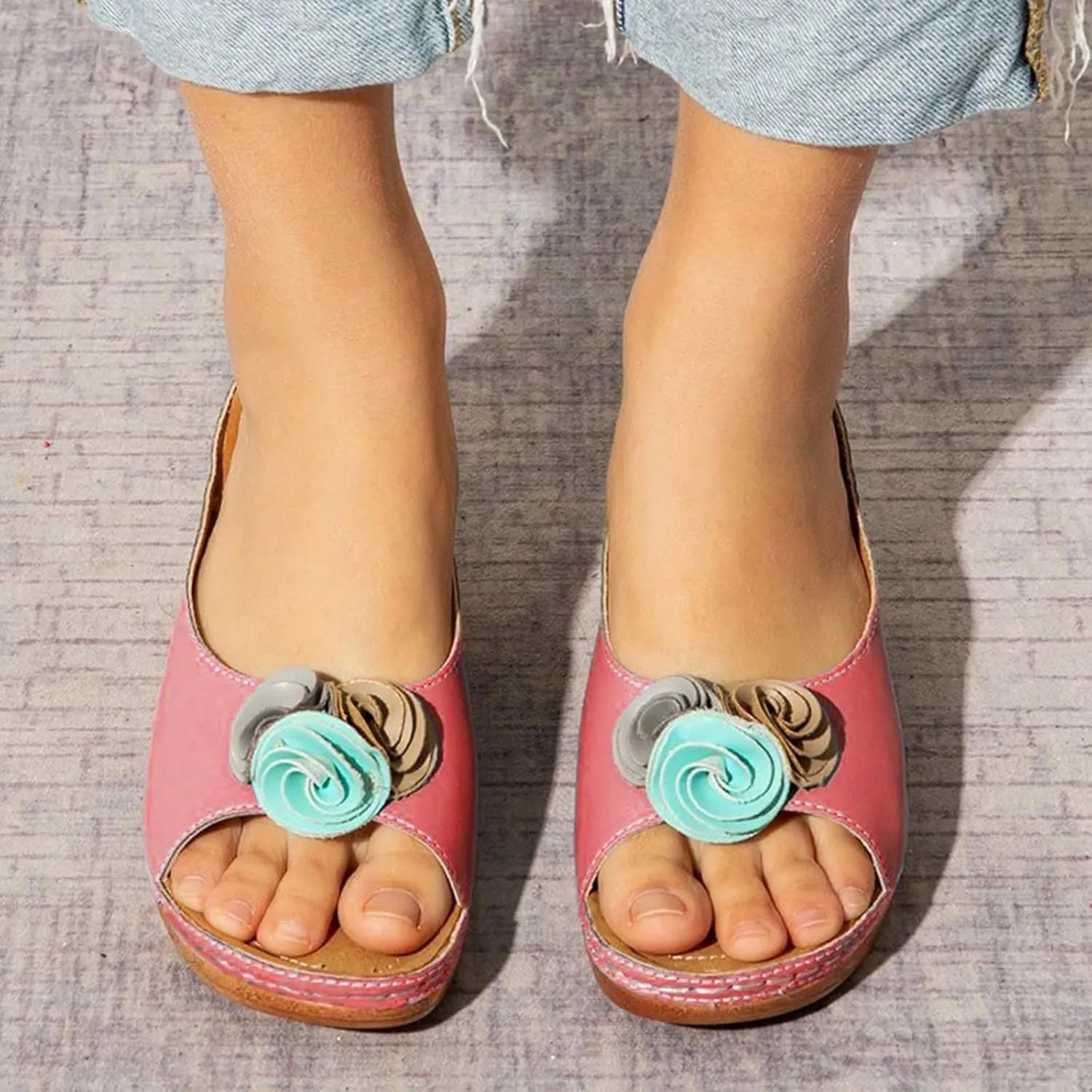 Comfortable Slip On Shoes for Women 3D Graphic Florals Fashion Sandals Trendy Cute Preppy Y2k Boho Beach Sandal