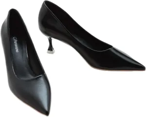 C.Paravano Classic Women's Pumps Metal Square Buckle Pointy Heels for Ladies Stiletto Heel Pointed Toe Dressy Womens Heels Comfortable Office Wear
