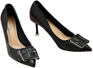 C.Paravano Pointy Heels Dressy Low Heel Casual Heels Pointed Toe Pumps for Office Wear and Casual Outfits Comfortable Stiletto Heel Pumps Kitten Heels for Women Party Wedding Pumps(Black,Size 8.5)