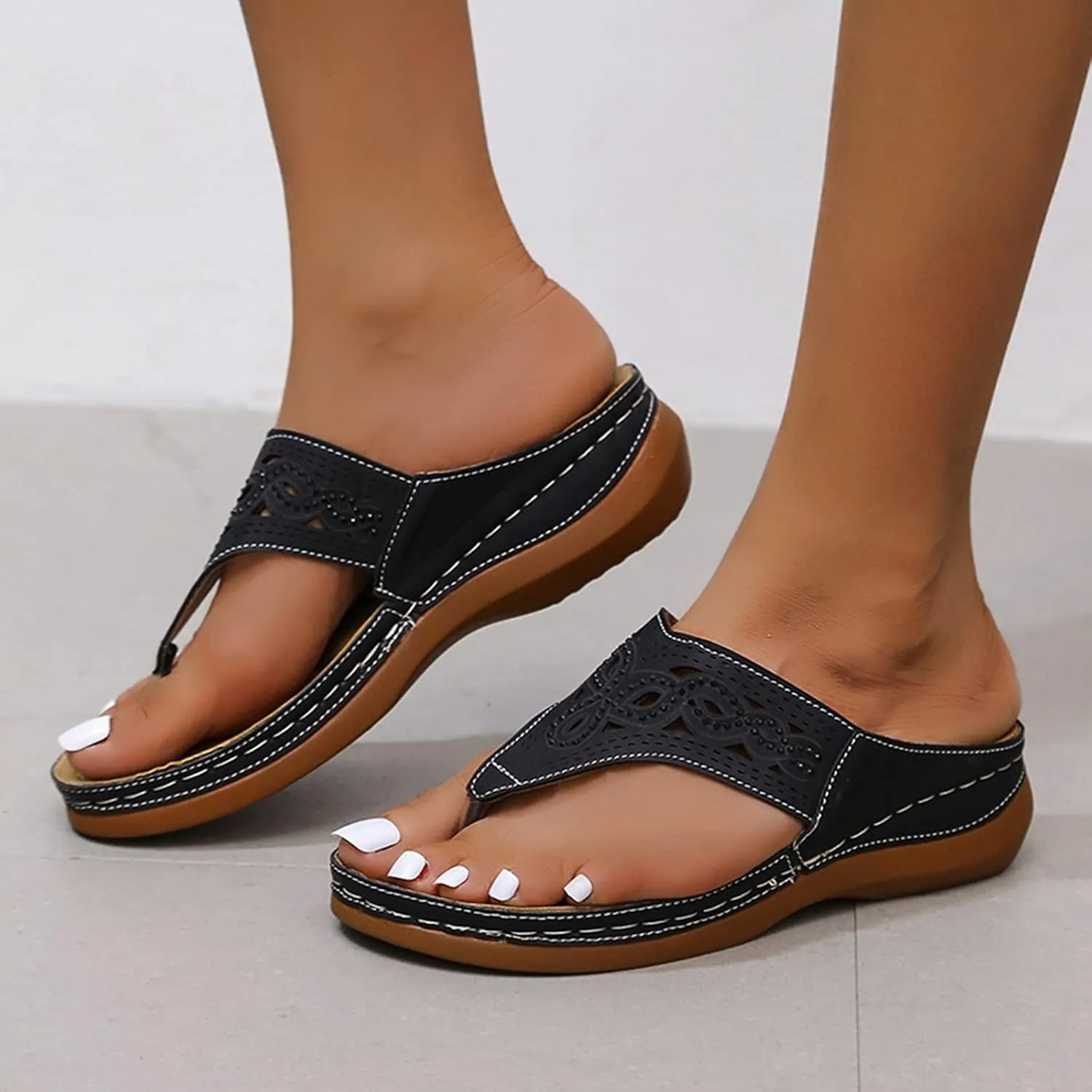 Eduavar Sandals for Women Dressy Summer, Sandals for Women Dressy Beach Sandals Flip Flops Comfy Breathable Thick Soled Sandal