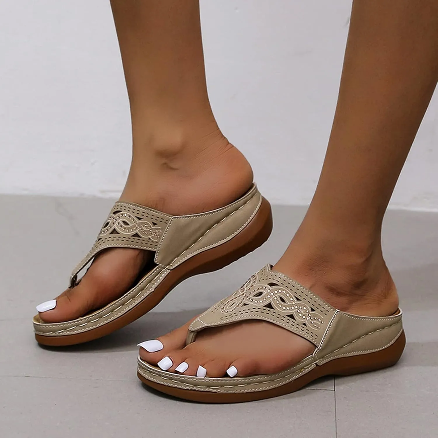 Eduavar Sandals for Women Dressy Summer, Sandals for Women Dressy Beach Sandals Flip Flops Comfy Breathable Thick Soled Sandal