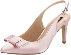ERIJUNOR Pointy Toe Pumps Mid Heels Wedding Evening Party Prom Slingback Satin Shoes