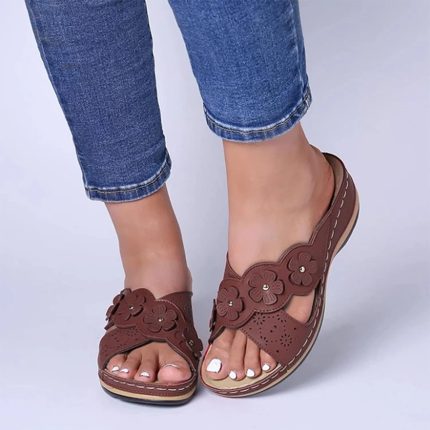 Fashion Slides Sandals for Women Open Toe Arch Support Slides Fashion Slippers Women's Pillow Slippers