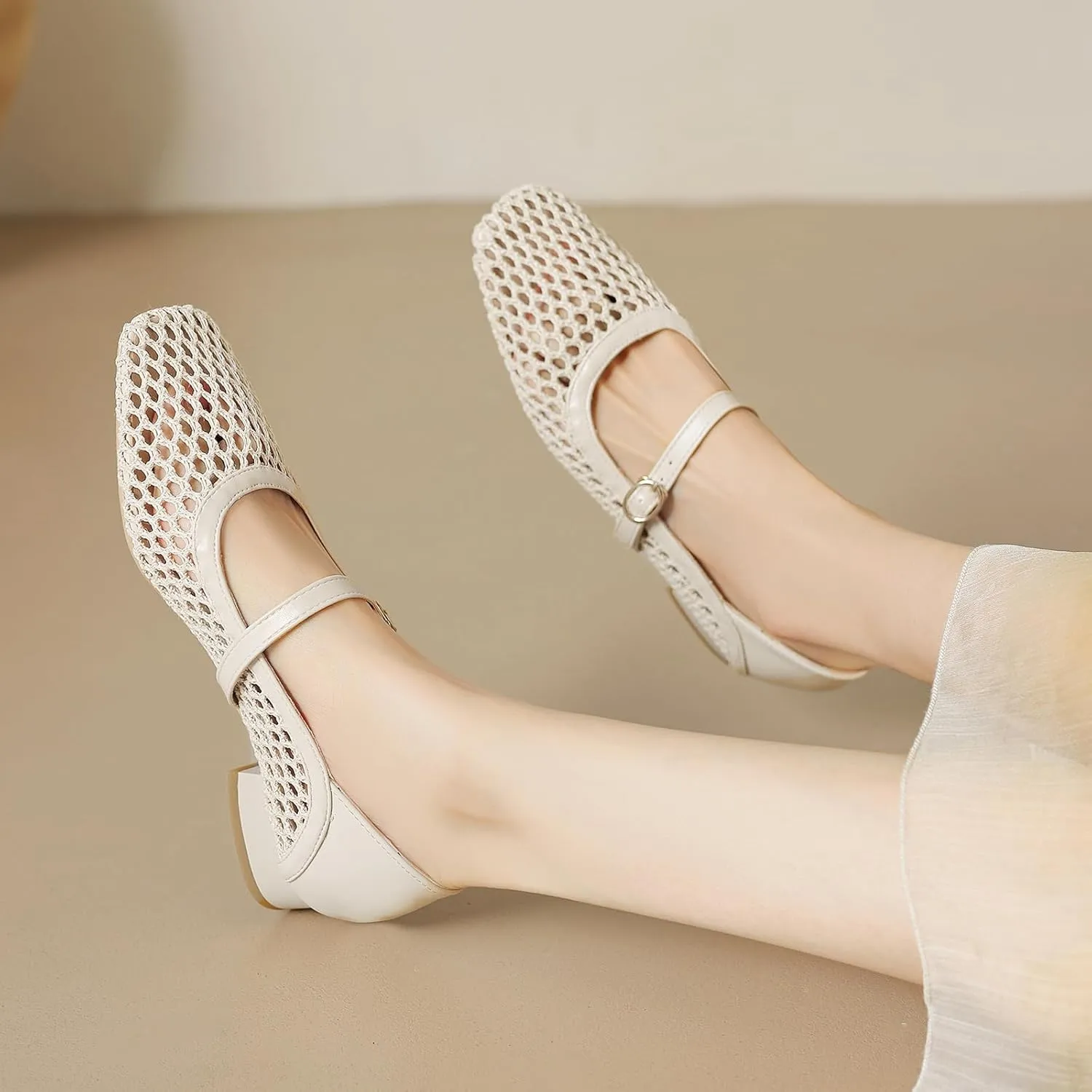 Gicoiz Block Low Mid Heels Mary Jane Square Toe Women Bowtie Shoes