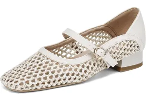 Gicoiz Block Low Mid Heels Mary Jane Square Toe Women Bowtie Shoes